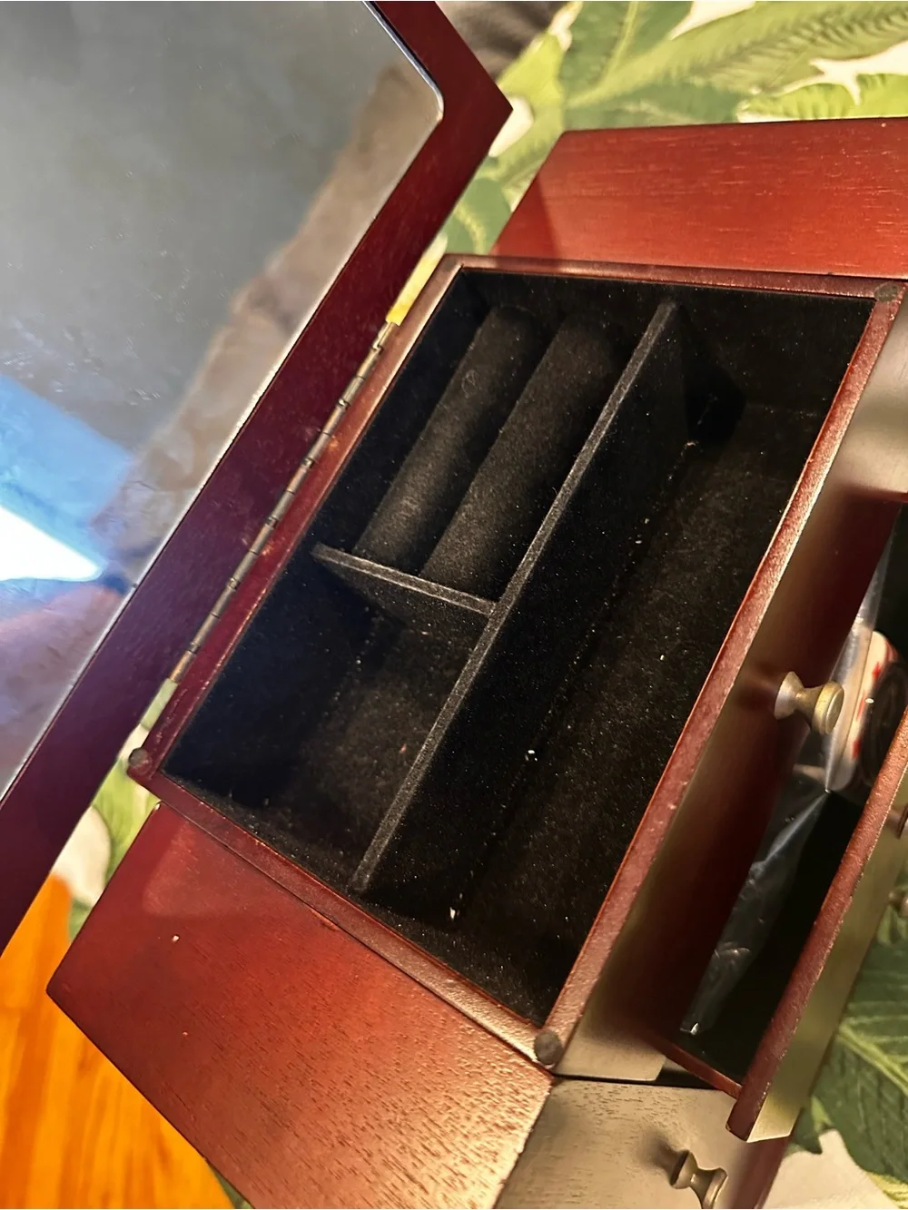 Classic Wood Jewelry Box Organizer in Dark Cherry